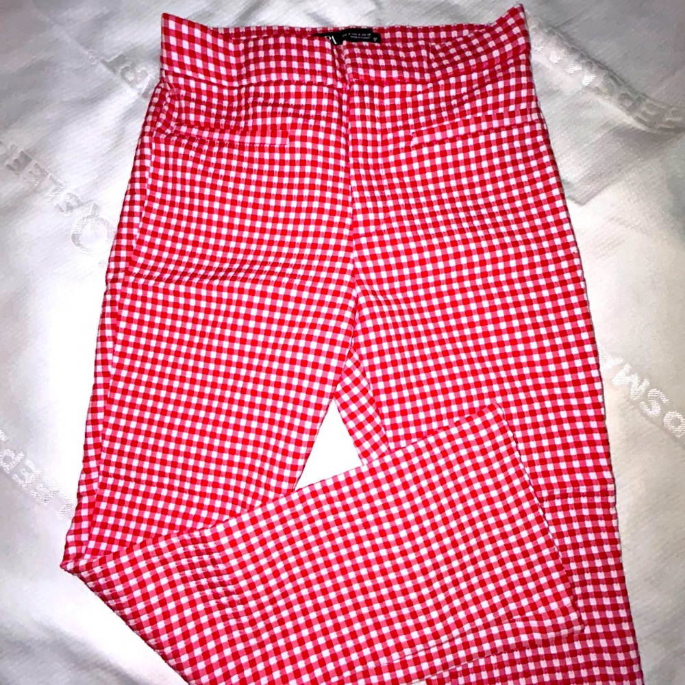 ZARA - Gingham Mini Flare Pants